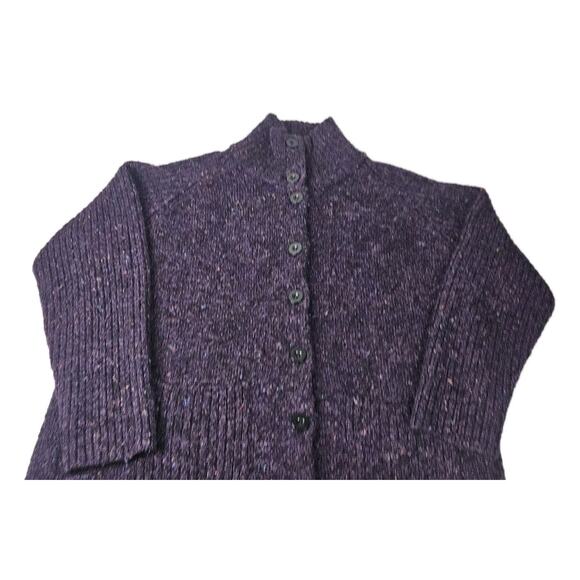 90s Chunky Knit Cardigan Sweater Purple Speckled Plus Size 1X Granny Cottage - Picture 3 of 9